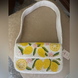Lemon Double Sided Beaded Shoulder Bag